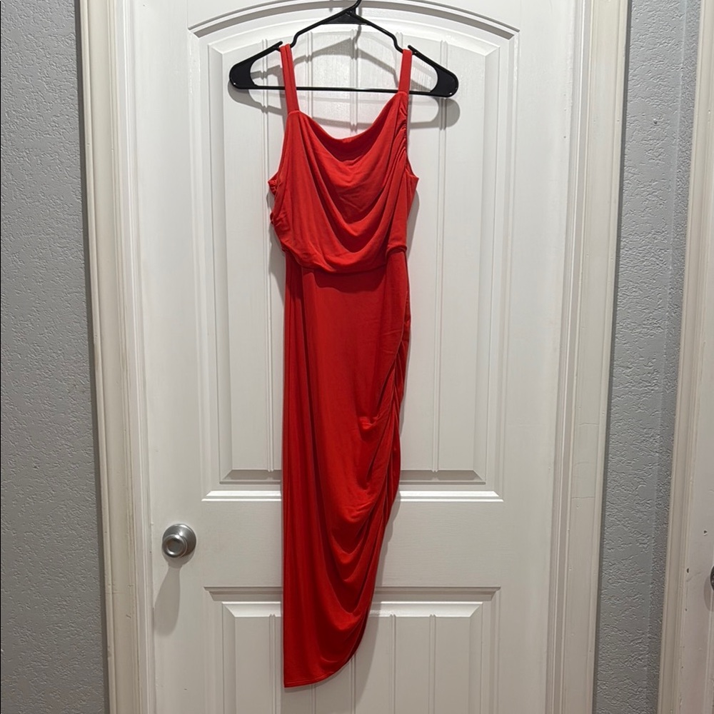 Sofia By Sofia Vergara Red Asymmetrical Ruched Dr… - image 1